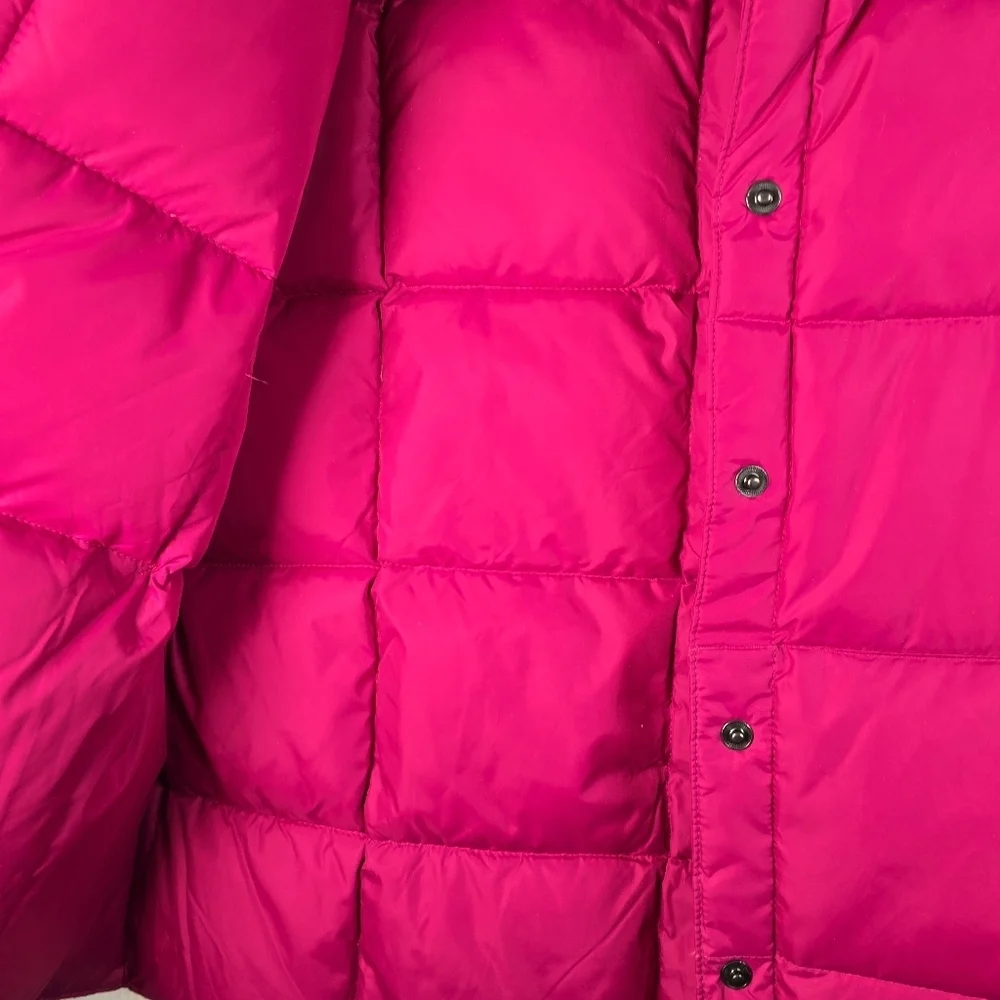 NWOT Lands' End Womens Goose Down Puffer Vest Fuchsia Pink Snap-Button Close L